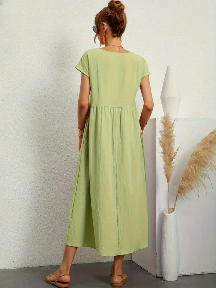 Maelis - Women's Loose Cotton-Linen Pocket Dress