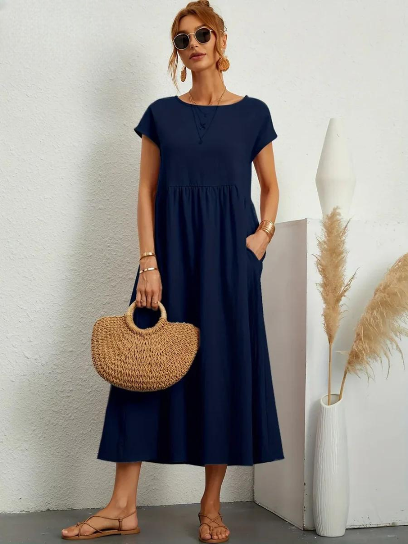 Maelis - Women's Loose Cotton-Linen Pocket Dress