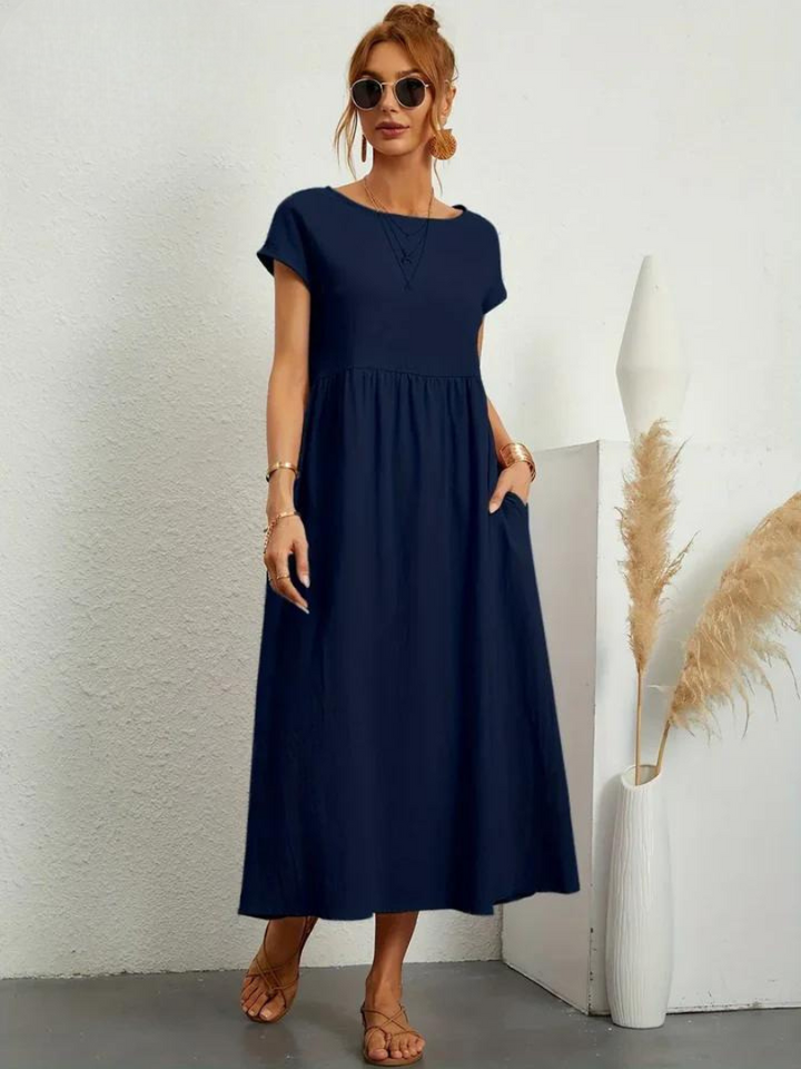 Maelis - Women's Loose Cotton-Linen Pocket Dress
